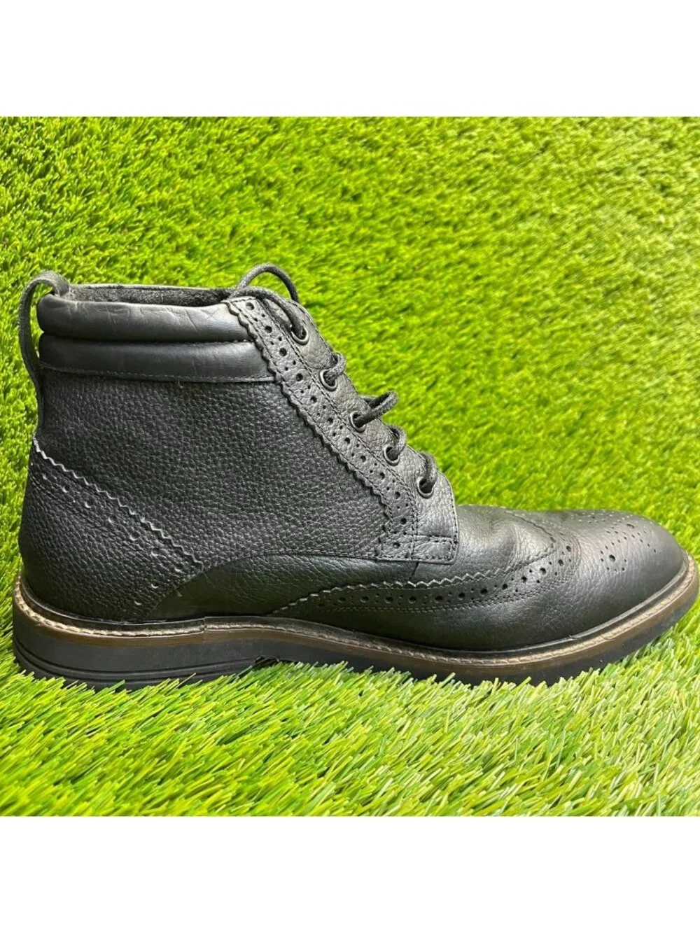 Nunn Bush Odell II Mens Size 10E Black Outdoor Leather Lace Up Wingtip Boots